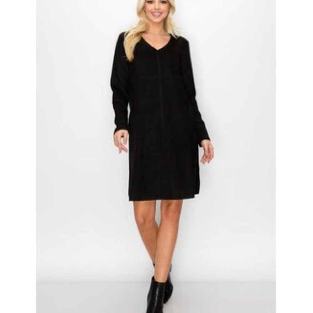 Joh Elegant Black V-Neck Dress